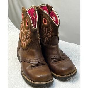 Ariat Women's Size 6 Brown/Pink Fatbaby Western Boots – Genuine Leather Pull-On